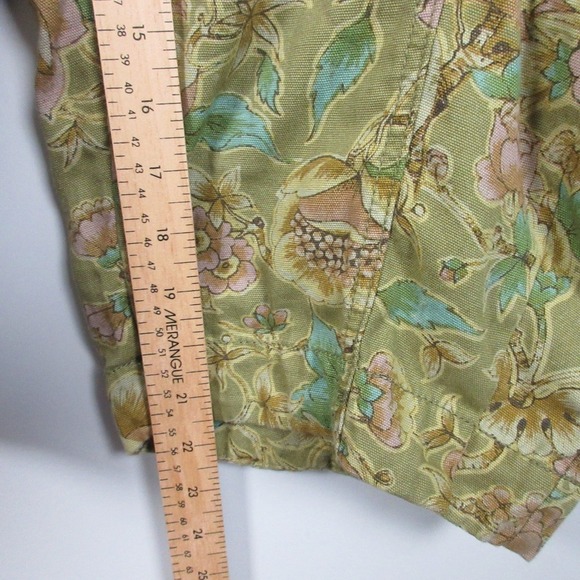 Anthropologie Cropped Cargo Pants Women 22W Green Cotton Floral Boho Baggy 488 - Picture 14 of 16